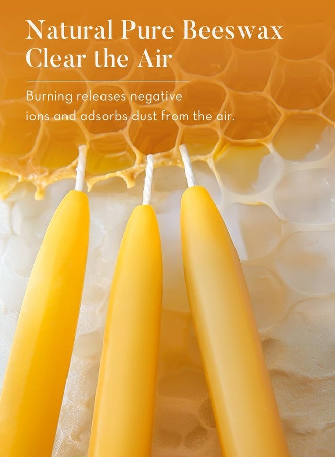 Ashlux 6 Pack Beeswax Taper Candles, 8 Inch Natural Beeswax Candles Unscented and Smokeless, 8 Hours Long Burning Yellow Candle Sticks for Dinner, Wedding, Party, and Home Decor - Image 3